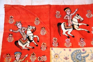 Persian Suzani Textile Art,
Weaving Silk on Cotton. 
Nader Shah & Shah Abbas Battlefield 
size 4.6x7.4 (54"x88")
                 