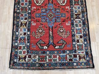 Nice very unique Kurd Tribal rug nice colors size is 3.4x7.3 in very good condition no repairs or issues              