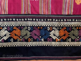 A sinh (traditional tubular skirt) hand woven in cotton and silk; the material is fairly soft. Bought in Phonsavan, Laos, it was acquired with other pieces that were clearly used, but this  ...