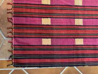 Burmese shawl, similar to those of the Naga,  handwoven of cotton possibly with an admixture of hemp, as it is rather stiff. Acquired in a village in NW Burma with several  ...