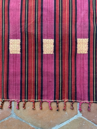 Burmese shawl, similar to those of the Naga,  handwoven of cotton possibly with an admixture of hemp, as it is rather stiff. Acquired in a village in NW Burma with several  ...
