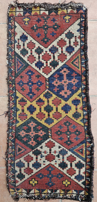 Kyrgyz chavadan or Uzbek napramach, showing ikat inspired design. 
82 x 35 cm. These pieces are rare and were subject of a lively discussion on Turkotek many years ago. http://www.turkotek.com/misc_00028/kungrad.htm

igo.licht@gmail.com   
