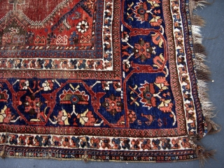 19th Century Afshar Main carpet. Size is 10-7" x 16-5". Obvoius issues but rare and highly decorative for the right client or candidate for wash and introduction to the LA market. Published  ...