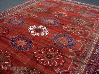 19th Century Afshar Main carpet. Size is 10-7" x 16-5". Obvoius issues but rare and highly decorative for the right client or candidate for wash and introduction to the LA market. Published  ...