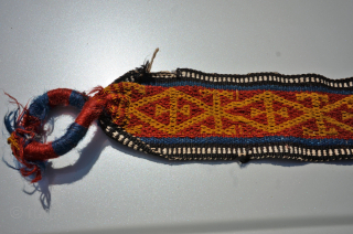 19th century Qashqai tent band. Has some damages due to pests. Great color 3"x 22'                  