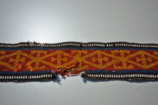 19th century Qashqai tent band. Has some damages due to pests. Great color 3"x 22'                  
