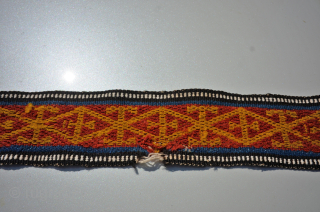 19th century Qashqai tent band. Has some damages due to pests. Great color 3"x 22'                  