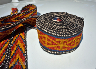 19th century Qashqai tent band. Has some damages due to pests. Great color 3"x 22'                  