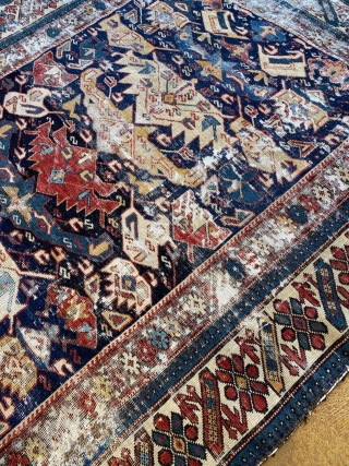 distressed antique Bidjov rug. First image is of the back of the piece, about 3' x 5'
$135 with free US shipping            