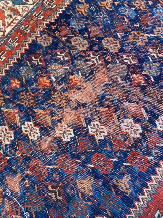 Compelling but distressed 19th century Afshar rug. 4-2" x 5-7"                       