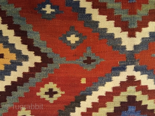 5'3'' x 8' / 160cm x 245cm
A lovely Qashqai kilim woven by the Qashqai nomads who are from south-west of Iran, in the first quarter of the 20th century.    