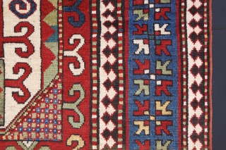 This is very colorful example of A type Georgian Karachoph from Late 19th C. It has lovely  abrashed green center.

The size: 5.5 x 7.2 ft (165 x 220cm)
    