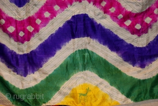 Uzbek tiedye 19th.century silk,size 115 x 210 cm                         