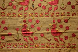 very old North indian embroidery,made silk on linen.size 74 x 96 cm.                     