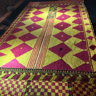 Phulkari,silk on linen .size 124x236 cm.mid.20 th. Century                         