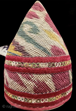 Chodor tribe conical ikat hat late 19. C.                         