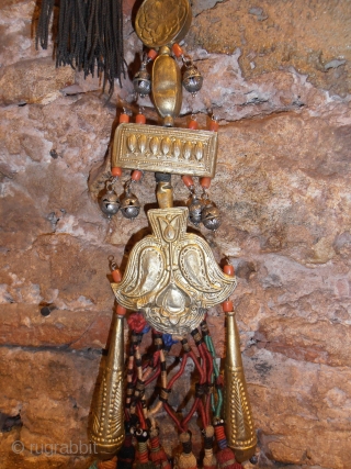 19 th.century Kirghiz golded silver amulet 60 cm tall..                        