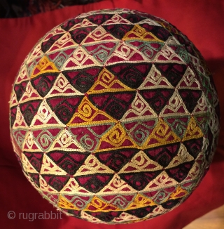 Turkmen Chodor embroidery hat.16 cm high  20 diameter                        