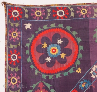 silk on silk uzbek suzani with lovely colors.size 120x 150 cm.late or mid.19th.century                    