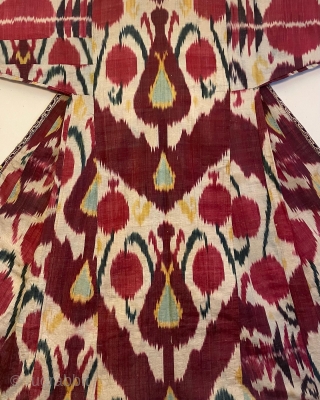 Uzbek ikat Chapan,silk and cotton adras                           