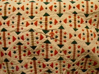 Turkmen applique Asmalyk.wool patches on cotton.size 89 x 116 cm                       