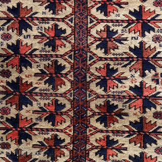 Antique Baluch, 185x88cm, all good colours including some light green silk, original endings and selvedges. a few old repairs in the upper part.          