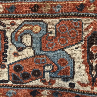 Antique Khamseh, 275x182cm, wonderful colours and an exceptional main border, no repairs. In need for a good home and a gentle cleaning. Sometimes the rugrabbit contact does not work, please send an  ...