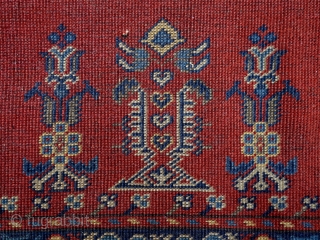 Antique Kula prayer rug, 172x92cm, goat hair warps, all natural colours.                      