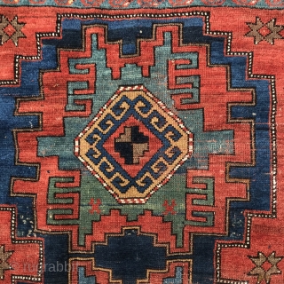 Antique Caucasian rug, 186x118cm, all good colours including a beautiful forget-me-not blue. Good condition, gently washed. Please contact here: christinawiese.ceramics@gmail.com             