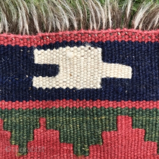 Small Persian kilim, 73x66cm, all natural colours, beautiful forget me not blue, goat warps, mint condition, gently washed.               
