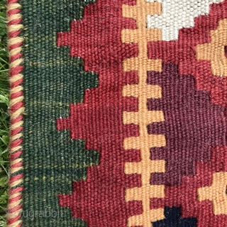Small Persian kilim, 73x66cm, all natural colours, beautiful forget me not blue, goat warps, mint condition, gently washed.               