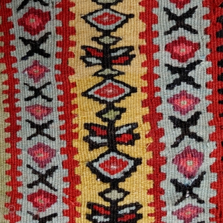 Antique Senneh kilim, 192x129cm, extremely fine woven, saturated, natural colours, mint condition, carefully handwashed, ready to embellish your home.              