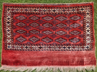 Yomut Tschowal in need of a good home, 145x85cm, beginning of 20th century, good pile all over, no repairs,glossy wool and wonderful coral-red madder, carefully washed.       