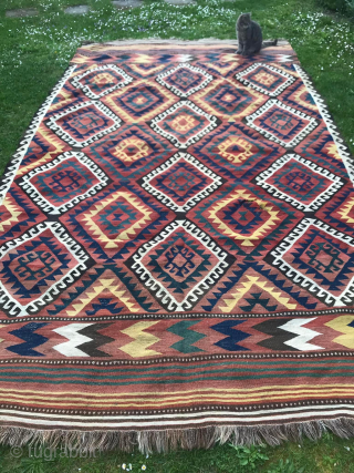 Antique Hazara kilim, 390x220, very good condition except a small tear to be seen in the pictures.
To contact me please use christinawiese.ceramics@gmail.com.           