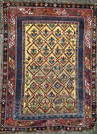 Sunny, small rug from Daghestan, 147x107cm with a rare yellow ground. Second half of 19th,
In need for some care.
For more information please send a mail. 
christinawiese.ceramics@gmail.com