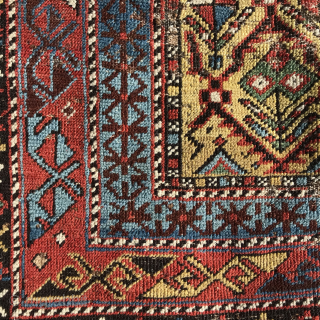 Sunny, small rug from Daghestan, 147x107cm with a rare yellow ground. Second half of 19th,
In need for some care.
For more information please send a mail. 
christinawiese.ceramics@gmail.com