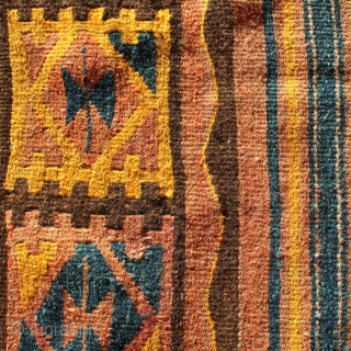 Moghari kilim from east Afghanistan, 340x130cm, beginning of 20th century.
Handspun wool, all natural colours.
Perfect condition, no repairs.                