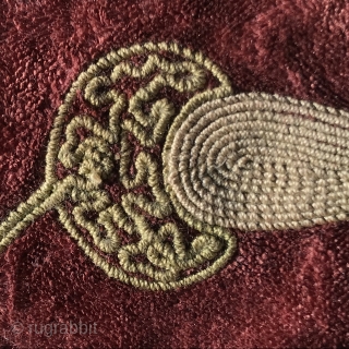 2 panels of embroidered velvet, art nouveau from Vienna, 310 x 63 cm                    
