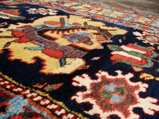 Luscious mid-19th Century kurd runner, outstanding colors, full pile.  Cut and shut in a couple of places, but expertly done. Useable runners don't come any better than this. 3'4" x 11'9" 