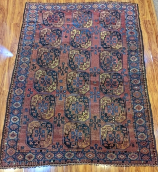Late XIX century Ersari. All natural colours. Beautiful tones. Great border. Some barely visible, old repairs.
Size 264cm x 203cm (104" x 80")
Fairly priced          