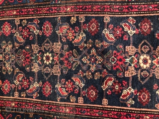 Reposted.  An old friend looking for a new home.  1920's Hamadan area Engles, 3'6" x 6'2".  Painted, few rows reduce on each end, some wear in the field; still  ...