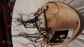 Wonderful NordWestCoast-Indians ( British Columbia/Canada) mask made of wood and original human hair with beautiful symbolic decorations in red and black.
Picture of carver with this mask in the hand ,fixed in the  ...
