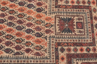 Camel-ground beluch from turn of last century (138x87 cm). Excellent colors with only some minor wear.                 