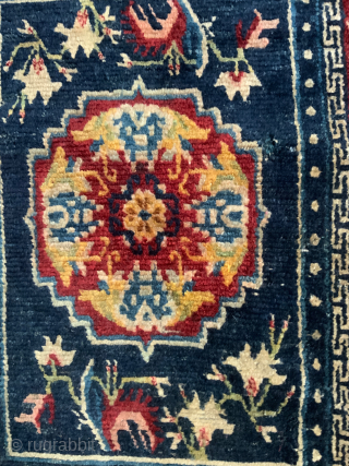 Tibet antique miniature mat - finely made in the Tibetan technique was possibly produced by a devotee household as an ' Asana ' ( sitttng mat ) for a monk or Abbot.  ...
