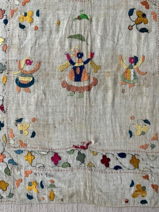 Indian silk embroidered small Chamba Rumal

Silk embroidery on fine lawn cotton ball damages and slight staining one darn all of which mostly fixable.Himachel Pradesh province in the foothills of the Western Himalayas  ...