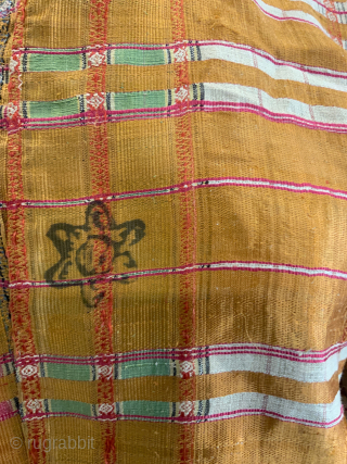 Ottoman antique Turkish part silk Peshtemal made into a light coat. The material used for this cotton and silk light unlined jacket was originally intended as a towel or shawl ( Peshtemal  ...
