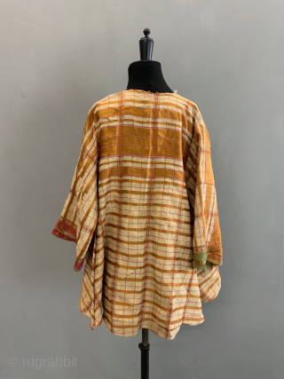 Ottoman antique Turkish part silk Peshtemal made into a light coat. The material used for this cotton and silk light unlined jacket was originally intended as a towel or shawl ( Peshtemal  ...