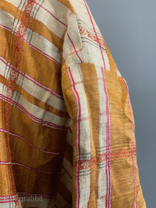 Ottoman antique Turkish part silk Peshtemal made into a light coat. The material used for this cotton and silk light unlined jacket was originally intended as a towel or shawl ( Peshtemal  ...