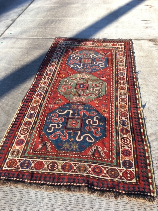 Kazak rug
came out of an estate complete end to end side to side original great condition
size is 51 inches by 97 inches 
listing a few pieces please see others

more photos on request
 