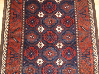 Antique Baluch rug from Khorassan region of Eastern Persia with a well drawn mina khani lattice design. www.knightsantiques.co.uk 

Size: 5ft 5in x 2ft 11in (164 x 90cm).

Circa 1900.

A good Baluch rug with  ...